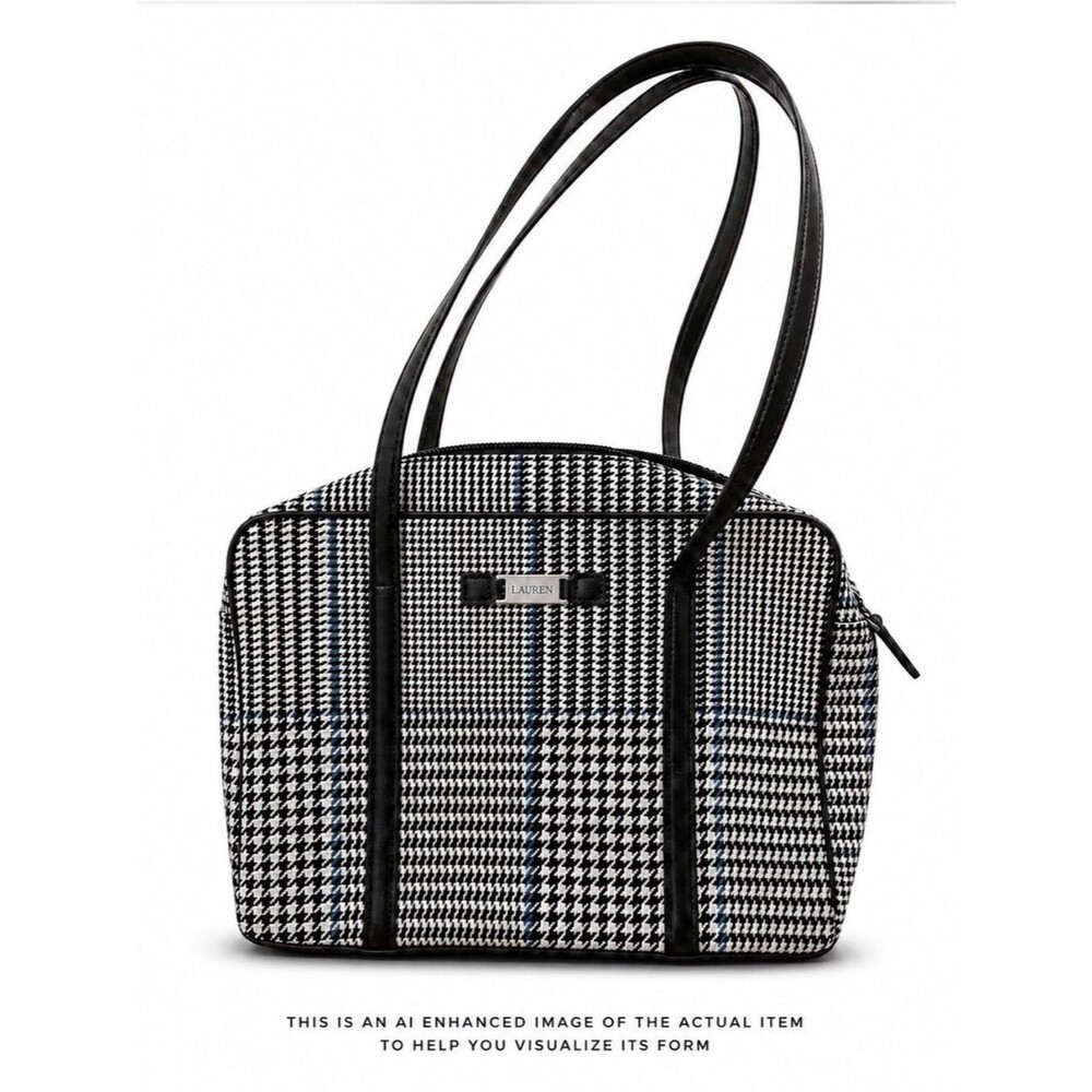 Lauren Ralph Lauren Black & White Houndstooth Shoulder Tote